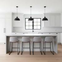 Ensemble d'armoires de cuisine KEJIA de style shaker classique moderne avec grand îlot central pour projets de rénovation résidentielle complète