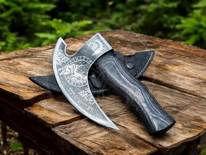 Hache à pizza Viking en acier inoxydable personnalisée avec gaine en cuir Trancheuse à pizza - Product Image 5