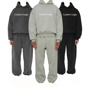 Conjunto Deportivo Personalizado para Hombre con Logotipo, Sudadera con Capucha Extra Grande y Pantalones Deportivos, Traje Deportivo en Blanco - Product Image 2