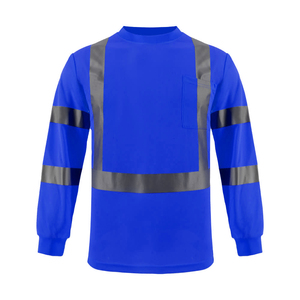 เสื้อยืดคอกลมแขนยาวสำหรับผู้ชายแบบสะท้อนแสง คุณภาพสูง OEM/ODM มาตรฐาน ANSI Class 1 ได้รับการรับรอง CE กันน้ำ เหมาะสำหรับงานก่อสร้าง - Product Image 6