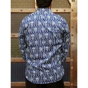 Camisa Casual Azul 100% Algodón Estampada con Mangas Largas, Tela Popelina Transpirable, Diseño Floral de Puntos, Talla 6XL, Prenda de Moda ODM - Product Image 5