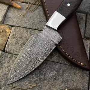 Couteau de chasse et de camping en plein air en acier damassé fait à la main avec gaine en cuir à lame fixe supporté par OEM nouveau couteau de Cowboy de conception - Product Image 3