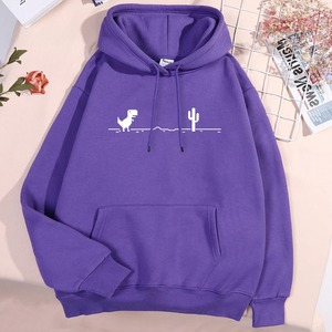 Sweat à capuche Little Dinosaur pour hommes et femmes, 100% coton, épais, avec poche, mignon, chaud pour l'automne, col rond - Product Image 2