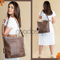 Tas selempang wanita kulit Vintage asli, tas keranjang bahu kapasitas besar ringan, dompet tahan lama dengan ritsleting untuk sehari-hari