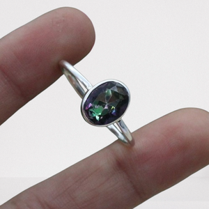 925 Sterling Silver Natural Mystic Topaz Stamped <b>Ring</b> Handmade <b>Spinner</b> Promise Jewellery for Wedding & Party - Product Image 1