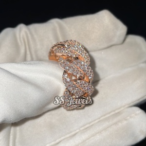 Unisex 10K Solid Yellow Gold Iced Lab Grown Brilliant Cut Diamond Band <b>Unique</b> Wedding Hip Hop <b>Engagement</b> Anniversary Cuban <b>Ring</b> - Product Image 6