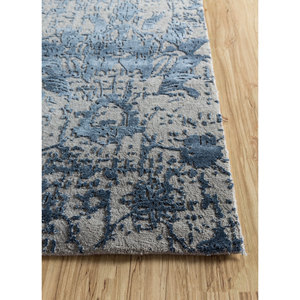 Alfombra Rectangular de Lana y Seda de Bambú Anudada a Mano con Diseño Floral Gris y Negro Kavi, Colección Teoría del Caos - Alfombra para Sala de Estar para Adolescentes - Product Image 4