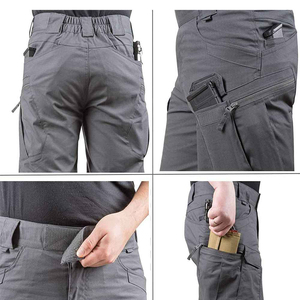 Pantalones cortos de lona transpirable ecológicos informales a prueba de viento para hombre rasgados empalme personalizado - Product Image 4