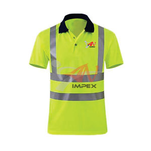 Polo informal de secado rápido en contraste con cuello levantado reflectante, talla XL, tela estampada de manga corta para deportes de golf - Product Image 2