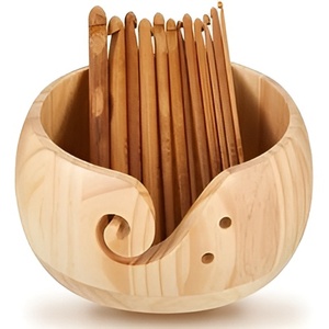 Cuenco de hilo de madera de Mango de bajo precio, cuenco de ganchillo de diseño único de madera grande para soporte de hilo, ganchillo de punto para Decoración - Product Image 1
