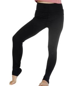 Leggings noirs 100% coton pour femmes vêtements de sport décontractés pour adultes taille haute vêtements de fitness respirants avec poche à la taille - Product Image 3