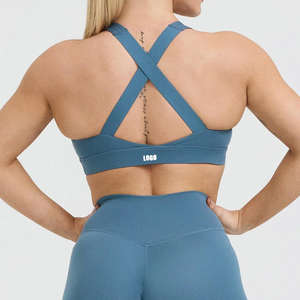 OEM Custom Manufacturers Women Back Cross U-Neckline Wide <b>Strap</b> High Support Workout Sexy <b>Bra</b> <b>With</b> <b>Removable</b> Padding - Product Image 4