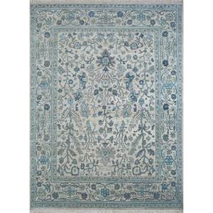 Tapis en laine afghane noué à la main Viscaya Classic Ivory AKWL-1129, motif médaillon rectangulaire, pour salon, tapis en jute pour couloir - Product Image 1