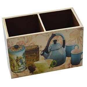 ที่วางช้อนไม้พิมพ์ลายประหยัดพื้นที่สำหรับวางบนเคาน์เตอร์ ที่วางช้อนไม้พิมพ์ลายด้วยมือแบบดั้งเดิมสำหรับตกแต่งบ้าน - Product Image 4