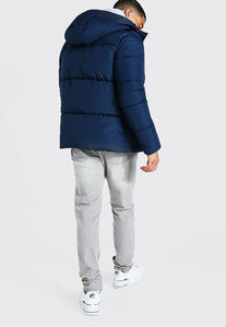 Doudoune d'hiver rembourrée à capuche imperméable pour hommes avec logo personnalisé Manteau à capuche chaud pour hommes Veste à capuche avec capuche amovible - Product Image 2