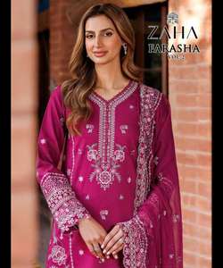 Belle robe modeste pakistanaise de couleur blanche avec costume de pelouse de style fourchette et longue Dupatta - Product Image 5