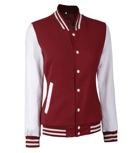 Chaqueta Varsity Moderna e Informal para Mujer en Blanco con Detalles Rojos, Nueva Promoción, Estilo Moderno, Transpirable, de Lana, para Invierno, Senderismo y Actividades al Aire Libre - Product Image 3