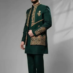 Beautiful Embroidery on Raw Silk Sadri, Kurta with <b>Pant</b> Dress with Embellished Crystal Glass Beads,glass Stone,dabka Work@2024 - Product Image 1