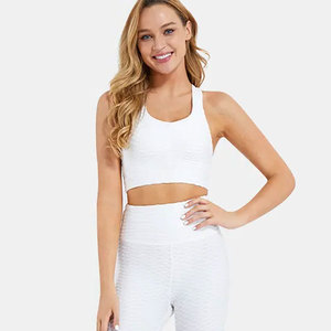 Vêtements de sport de yoga pour femmes grande taille personnalisés soutien-gorge de sport solide haut leggings 2 pièces ensembles de vêtements de sport de fitness imprimer taille leggings - Product Image 6