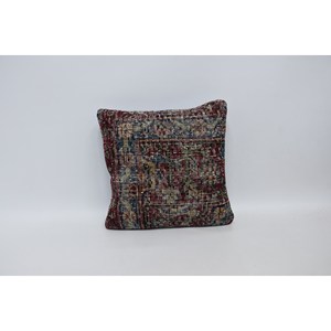 Multicolor Bohemian <b>18x18</b> Wool Pillow Portable Vintage Embroidered Woven Cushion for Bedding Floor Decor 16x16 Inch Decorative - Product Image 1