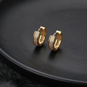 Low MOQ Wholesale Hip Hop Jewelry Bling Crystal <b>Men</b> Rapper Gemstone <b>Earrings</b> Hoop - Product Image 4