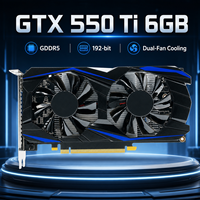 Carte graphique de jeu GTX 550 Ti 6 Go DDR5 192 bits 1080p pour PC, double ventilateur, DVI/VGA pour PCI Express 2.0 X16, ordinateur de bureau