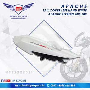 Tail Cover Left Hand <b>White</b> - Apache Refresh ABS 180 for <b>TVS</b> APACHE RTR 2W Spare Parts Available for Sale at Affordable Price - Product Image 2