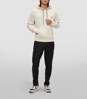Premium ağır polar çevre dostu yıkanmış fermuar-up Hoodie Minimalist kontrast iç astar kanguru cep İpli kaput