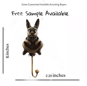 Latón antiguo hecho a mano conejo gordo Animal pared hierro fundido abrigo y sombrero ganchos percha - Product Image 2