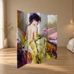 ภาพเหมือนผู้หญิงในชุดสีเหลือง ฉากกั้นผ้าใบพับได้สองด้าน - Product Image 2