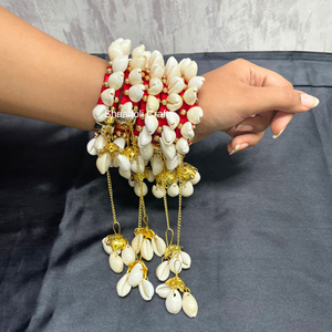 กำไลเส้นไหมทำด้วยมือพร้อมกำไลเปลือกวัวลาแคนพร้อมโมติทำจากโลหะสำหรับเครื่องประดับงานแต่งงานของผู้หญิง - Product Image 3