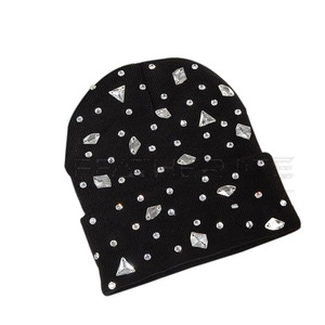 OEM 2024 logotipo personalizado de los hombres de invierno para correr gorros con diamantes de imitación diseño de su propio gorro - Product Image 1