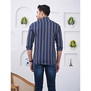 Camisa Casual de Algodón Estampada para Hombre, Manga Larga, Transpirable, Tela Popelina u Oxford, Diseño Floral o de Puntos, Suministro ODM - Product Image 3