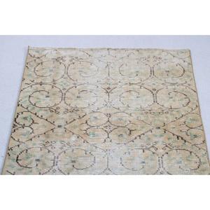3.1x6.2 ft Vintage Accent Rug, <b>Brown</b> Green Turkish Moroccan <b>Wool</b> Rug - Product Image 5