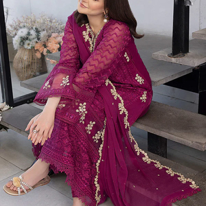 Tenue décontractée Shalwar Kameez de couleur personnalisée pour femme Robe traditionnelle fantaisie en coton pour pelouse en vrac Maxi - Product Image 5