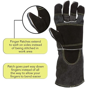 Guantes de soldadura de seguridad para manos Guantes de barbacoa de cuero dividido de vaca con resistencia al calor - Product Image 5
