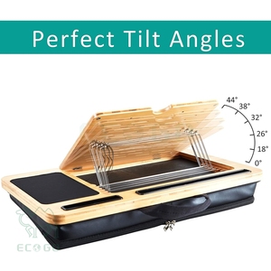 Tre máy tính xách tay <span class=keywords><strong>Lap</strong></span> bàn, góc có thể điều chỉnh với tay áo trường hợp túi và đệm mềm, tre cho Máy tính để bàn màu đen cho tay áo trường hợp - Product Image 4