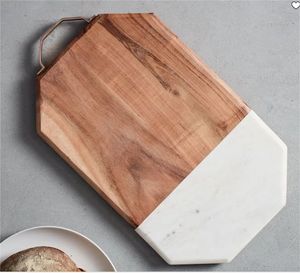 Plateau de service durable en marbre et en bois, options personnalisables pour la décoration de table festive, mariage, présentation de service sophistiquée - Product Image 1
