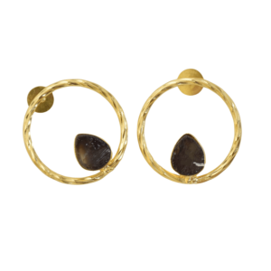 Boucles d'oreilles pendantes en laiton naturel, pierre semi-précieuse naturelle de qualité supérieure, finition laiton satiné, sans nickel, durables, vente en gros, mode - Product Image 5