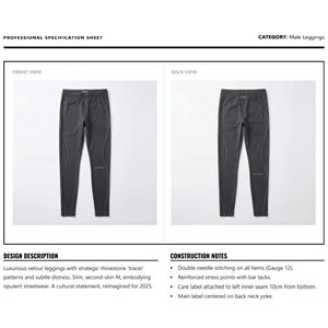 Pantalon de survêtement personnalisé pour homme en toile velours mi-lourde, respirant, écologique, avec strass thermocollés et lignes de cristal, effet vieilli, style tactique - Product Image 6
