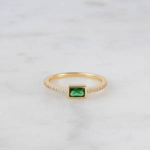 925 Silver Bezel Setting <b>Emerald</b> Cut <b>Green</b> Glass Gemstone Rings Romantic Style Very High Quality at Low Cost for Women - Product Image 3