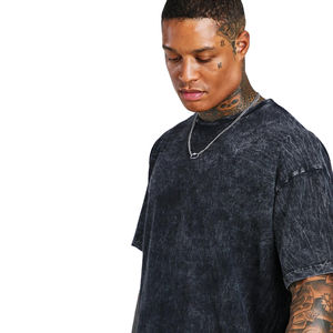 T-shirt en coton lourd pour homme, délavé à l'acide, avec logo personnalisé, nouveau design, coupe classique, imprimé, t-shirts unis pour homme - Product Image 5