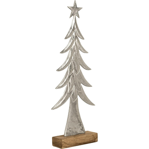 Sculpture d'arbre de Noël en métal noir moderne et faite à la main Base en bois élégante étoile Topper pour bureau maison vacances de table - Product Image 4