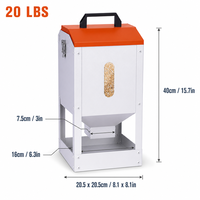 Distributeur de nourriture JH-Mech pour l'extérieur avec fenêtre de visualisation et couvercle résistant aux intempéries, 20 lb, grand distributeur automatique en métal pour poulets