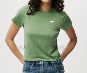 Women's Customized Logo Printed Short Sleeve <b>Terry</b> Cotton T-Shirt O-Neck Anti-Pilling; Canvas Blank Plain T-Shirt for Summer - Product Image 6