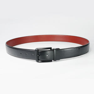 Ceinture à boucle ardillon OEM ODM avec logo personnalisé Ceintures en cuir de vachette véritable pour hommes Ceinture de tenue d'affaires réversible double face rotative - Product Image 2
