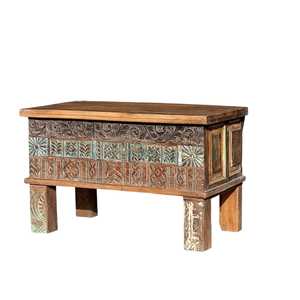 Antique Luxury Carved Wood Dowry Chest <b>Rustic</b> French Indoor Furniture for Home Bar or Living Room - Product Image 1