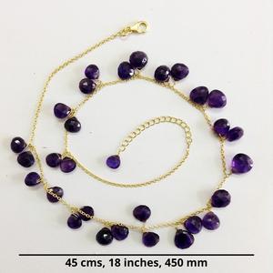 Bijoux en argent Sterling plaqué or 925, pierres précieuses améthyste, chaîne à maillons, collier tendance, vêtements de fête, colliers cadeaux de mariage - Product Image 5