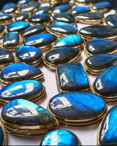 Jaspe Labradorite Flashy bleu laiton poli cristal lâche pierre précieuse jaspe vert naturel pour la décoration de la maison et le cadeau - Product Image 3