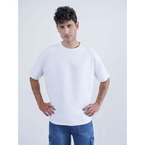 T-shirt en jersey de coton 300 g/m² épais, coupe oversize à épaules tombantes, unisexe, impression sérigraphique personnalisée, OEM ODM en gros - Product Image 2